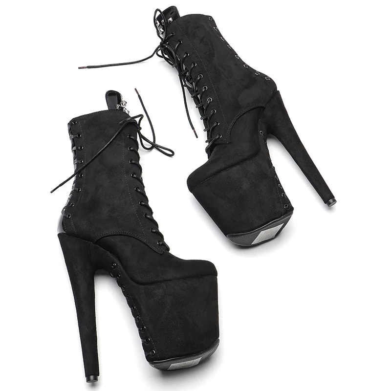 Leecabe 20CM/8inches  Suede upper with patent PU   Nightclub  Stiletto Pumps High Heels Women's Party Shoes