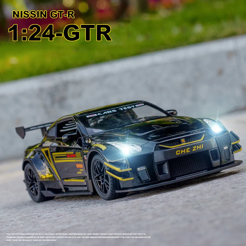 

1/24 Nissan Ares GTR R35 Alloy Diecasts Toy Car Model With Pull Back 4 Doors can Opend Metal Vehicles Body gifts Kids Toys