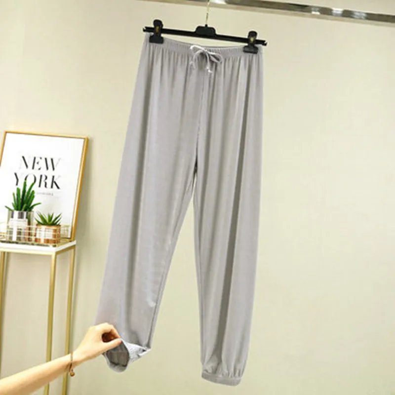 Summer Drawstring Homepants Women Long Pants Loose Size Home Pajamas Sexy Casual Solid Color Pant Fashion Sleepwear