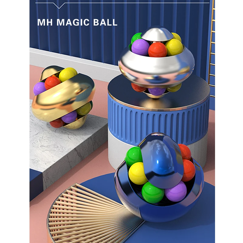 Aluminum Alloy Psychedelic Magic Ball Metal Educational Stress Relief Toy Decompression Marble Fingertip Gyro Cube Fidget Spiner enlarge