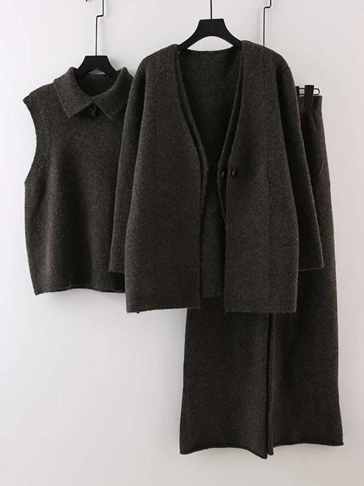 LANMREM осенне-зимний трикотажный комплект из 3 предметов женский пуловер с