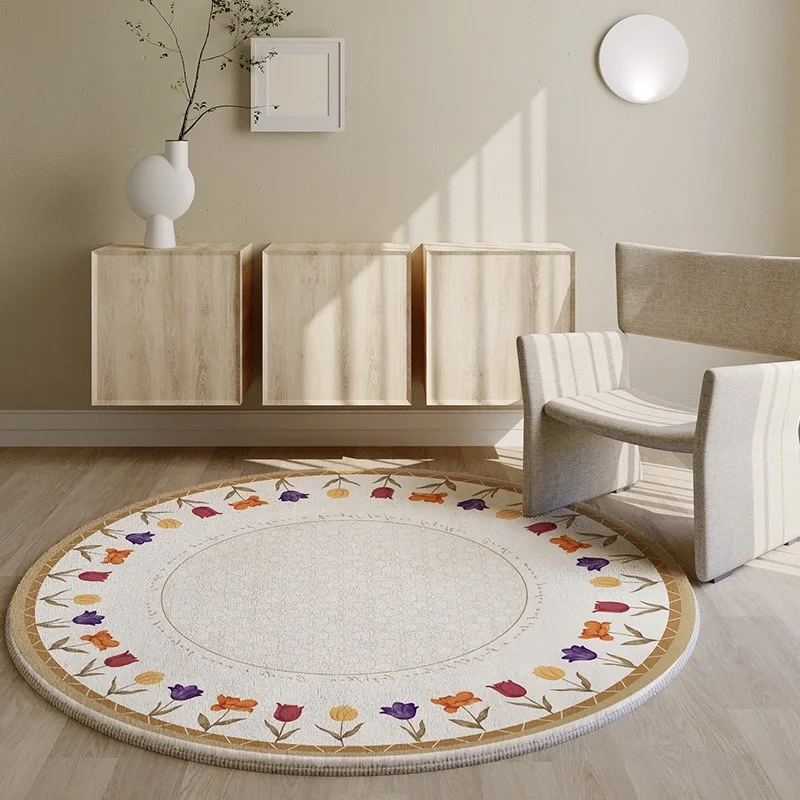 

AmericanIdyllic Living Room Circular Carpet, Cat Feeling Sofa, Tea Table Pad, Dirt Resistant And Easy To Take Care Of Cradle,
