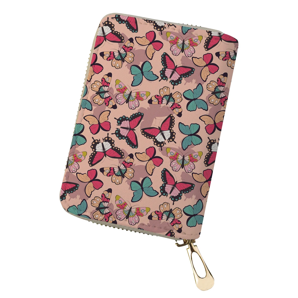 ADVOCATOR Colorful Butterflies Women's Card Bag Anti-theft Zipper ID Credit Card Holder Customized Coin Purse Free Shipping