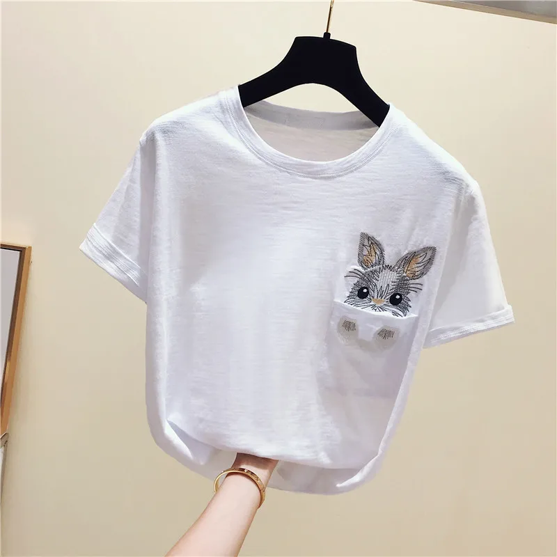 

Женская футболка, топы, футболка, белая футболка, Женская хлопковая футболка с коротким рукавом