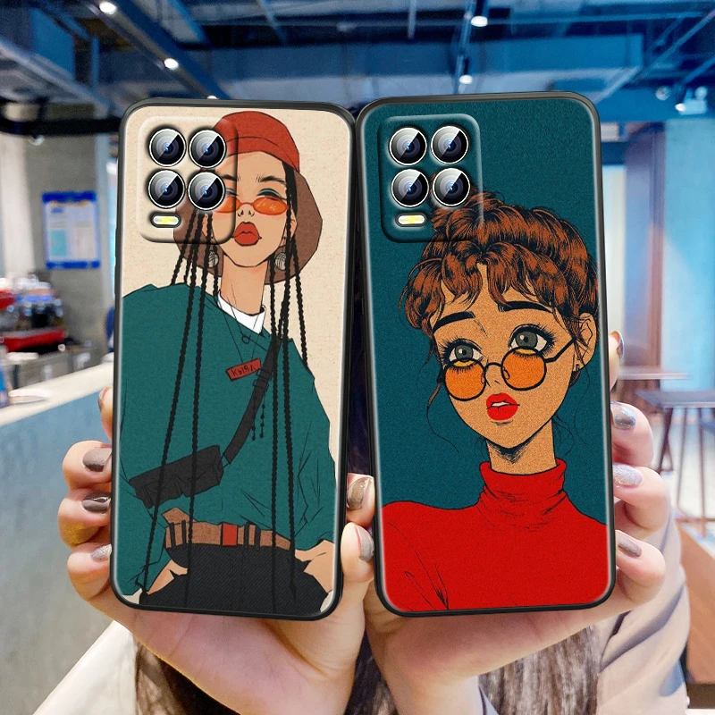 

Sexy hot girl For OPPO Realme Narzo 50A 50i 30 20 8 8i 7 6 5 3 Pro Global 5G Soft TPU Black Phone Coque Fundas