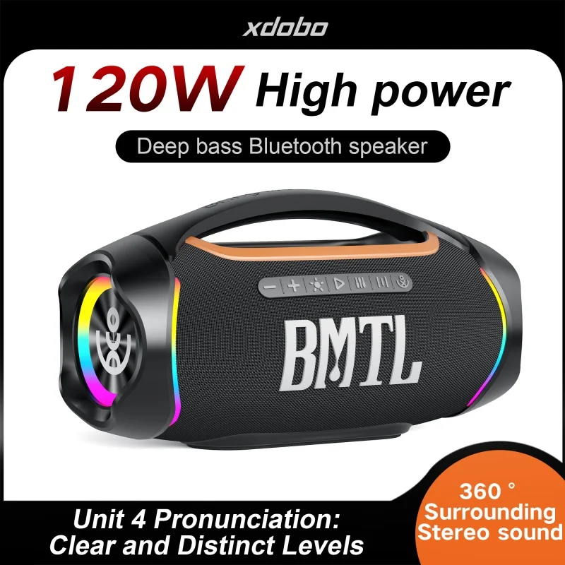 Фото Новая беспроводная колонка BMTL BOOM II 120W с мощными басами, 5,4-дюймовая портативная колонка для вечеринок, RGB-подсветка, пластиковый корпус, Bluetooth-колонка для улицы. №2