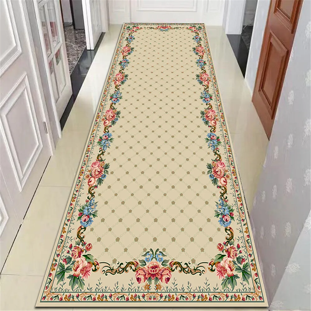 

Grid Floral Living Room Rugs Home Decor Area Rug Long Corridor Hallway Carpet Bedroom Kitchen Mat Non-slip Floormat Doormat