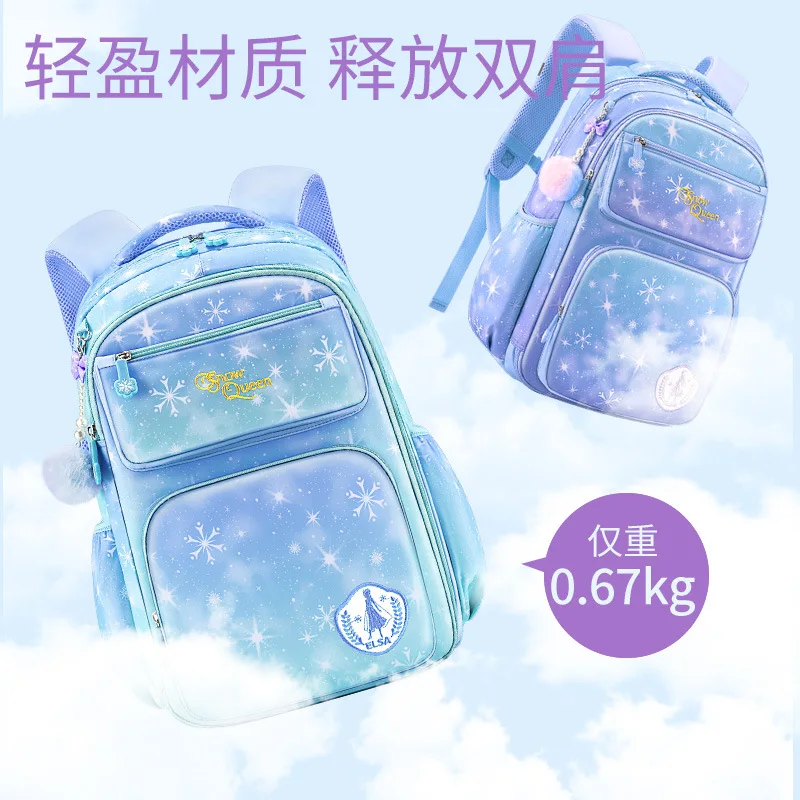 original ice and snow princess disney schoolbag for girls, large capacity side opening multi-functional design disney backpack