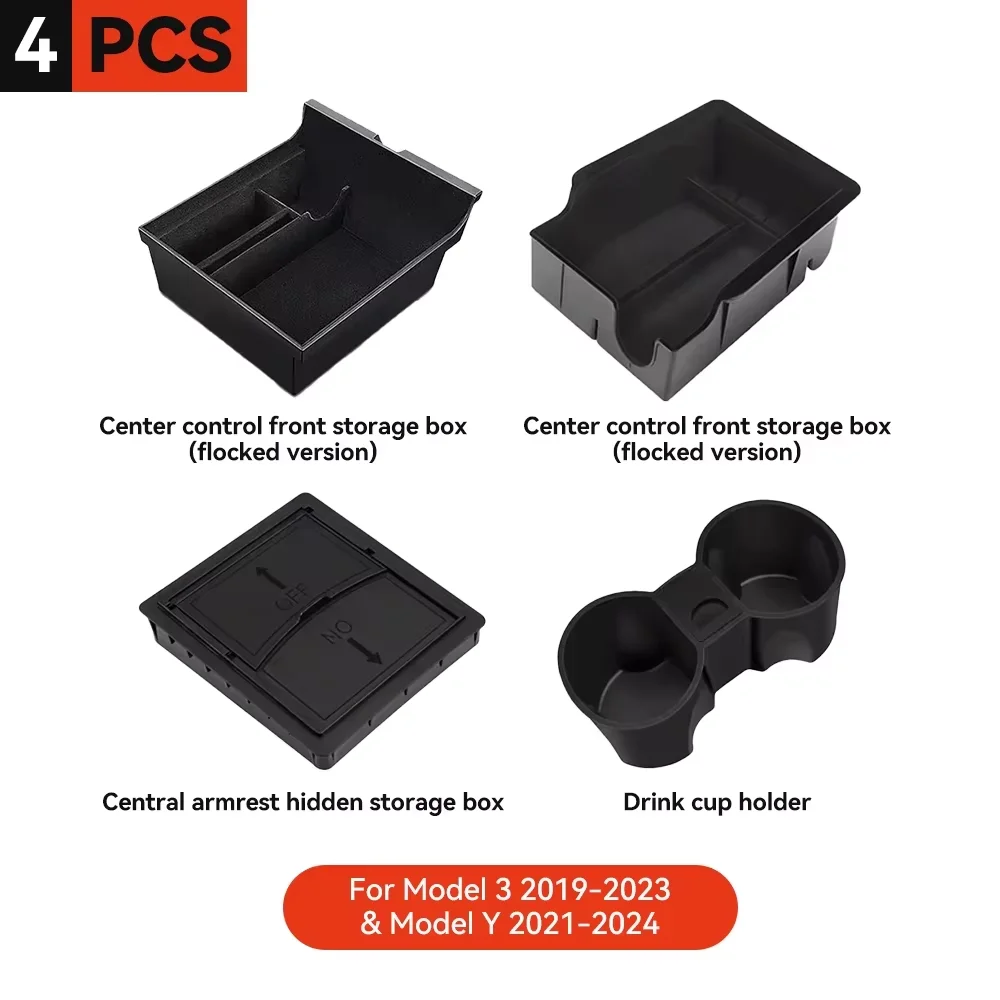 

YZ для Tesla Model 3 2019-2023 Model Y 2021-2024 ящик для хранения, центральный подлокотник, скрытый ящик, держатель для чашки, органайзер, автомобильные аксессуары
