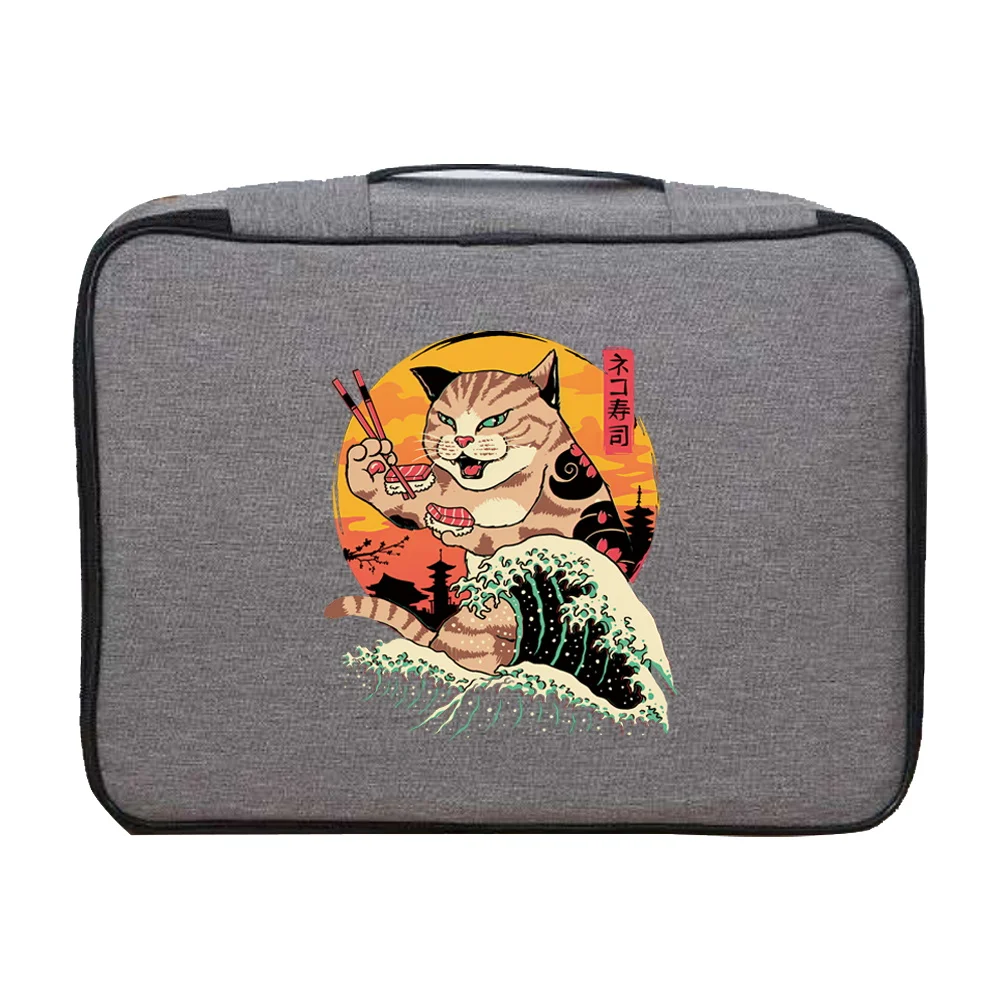 Handbags Men Women Travel Credentials Credit Card Storage Bag Japan Cat Print Luggage Cover Waterproof Documents Organizer Case