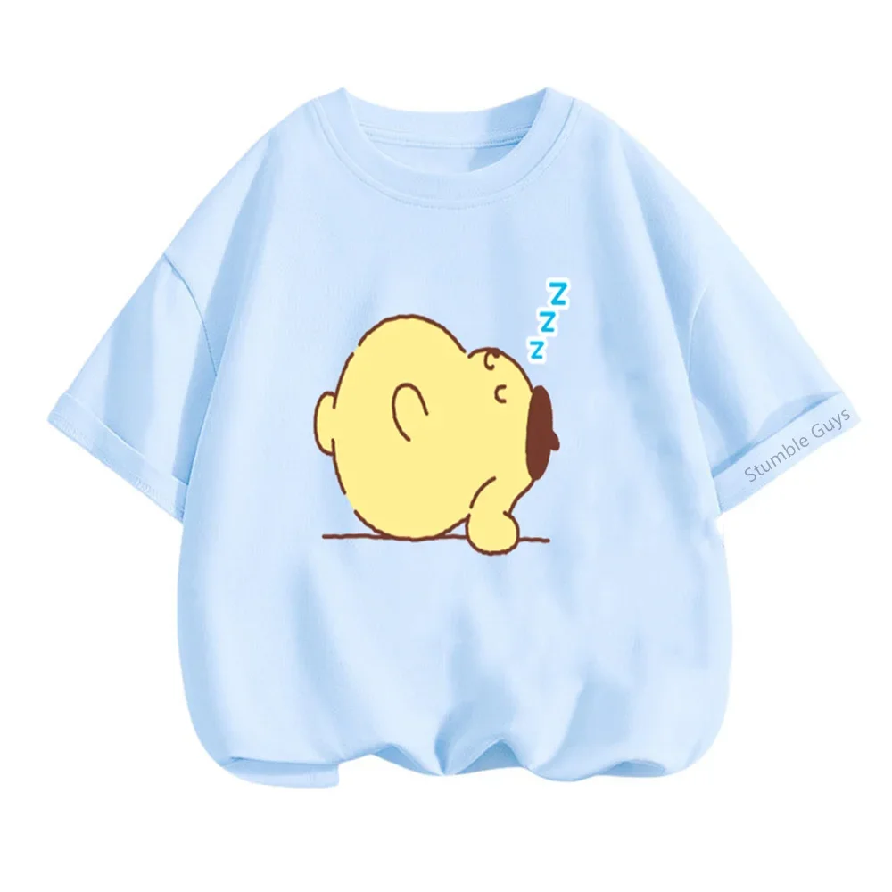 Детская летняя футбольная футболка с помпонами в стиле аниме топ Purelin короткими