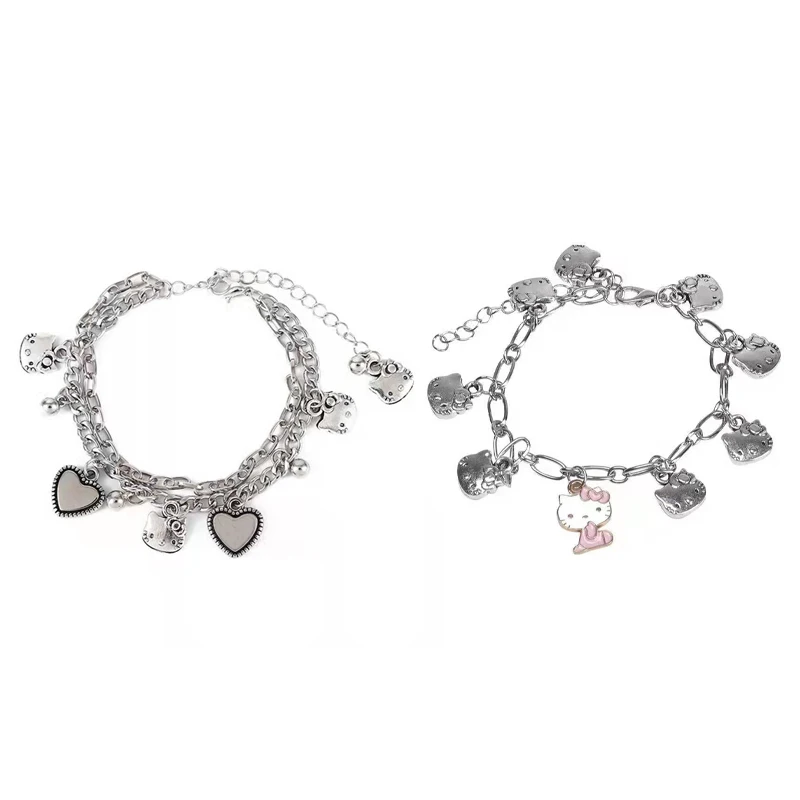 

Cosas De Hello Kitty Bracelet Necklace Y2k Hello Kitty Couple's Best Friend Spicy Girl Metal Bracelet Necklace Sweet And Spicy