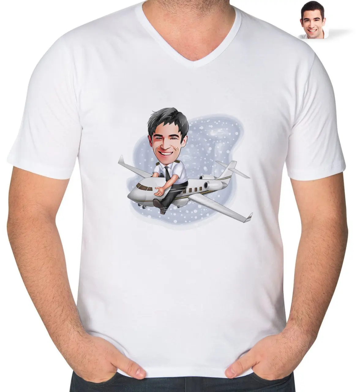 

Персонализированный мужской Капитан пилот карикатура V-образный ошейник