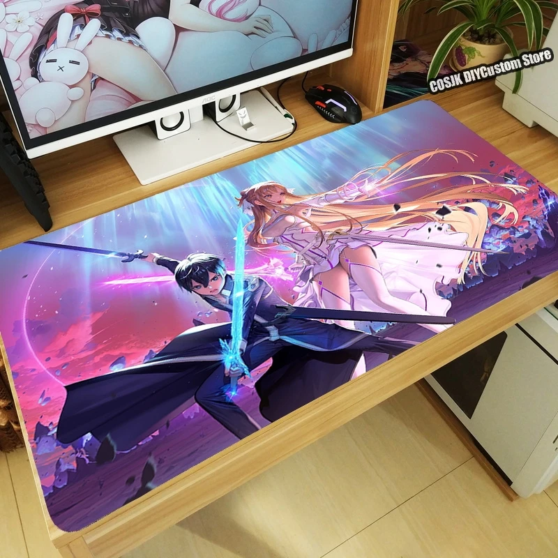 

Anime Game Sword Art Online Yuuki Asuna Kirigaya Kazuto Mouse Pad Large Keyboard Desk Mat Computer Mousepad Gaming Accessories
