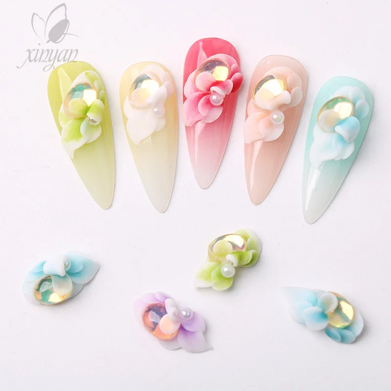 

5pcs Handmade Sculpture Acrylic Flower Nail Art Decoration 3D Flower Nail Charms Jewelry DIY Manicure Craft Flowers Decorations