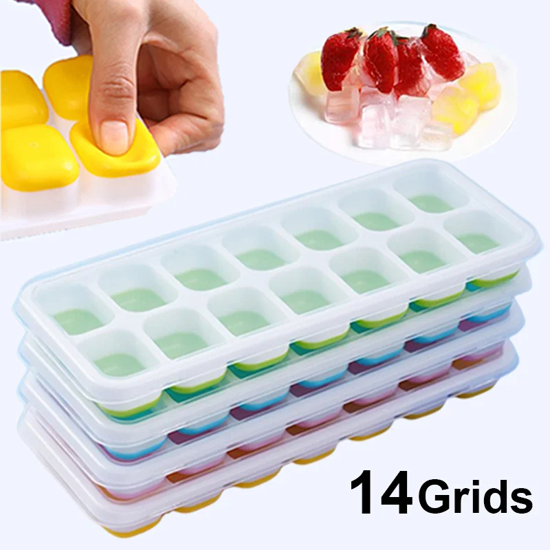 

14/6Grids Summer Ice Mold Ice Block Maker with Clear Cover Popsicle Kichen Summer Ice Mould Fruit Maker Home Freezer Accessories