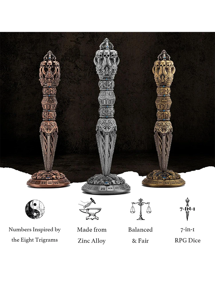 Уникальные кости-палочки для DND Dungeons and Dragons 7-в-1 Металлические кости-спиннеры D20 D12