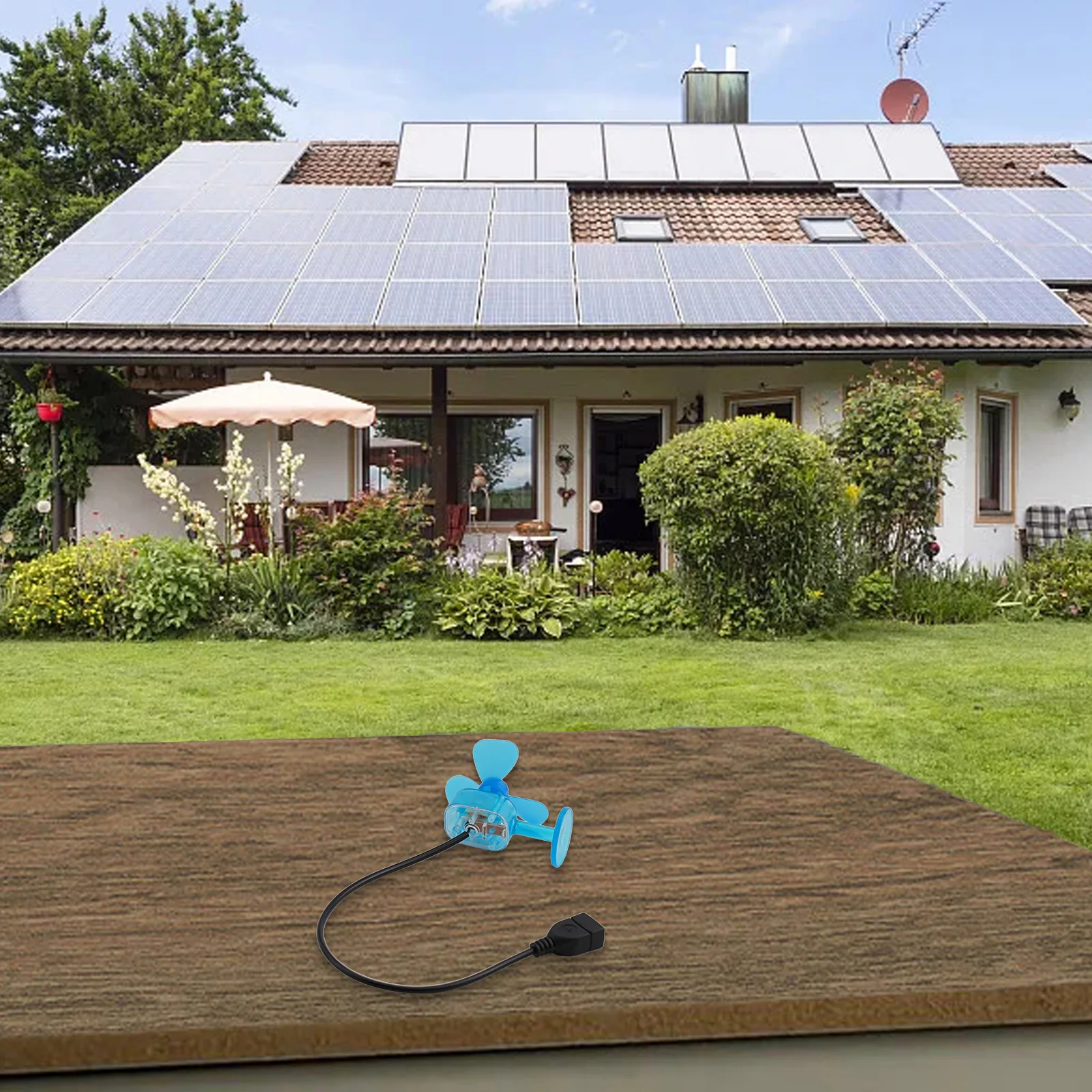 Экологичное USB-зарядное устройство с питанием от ветра подключенное