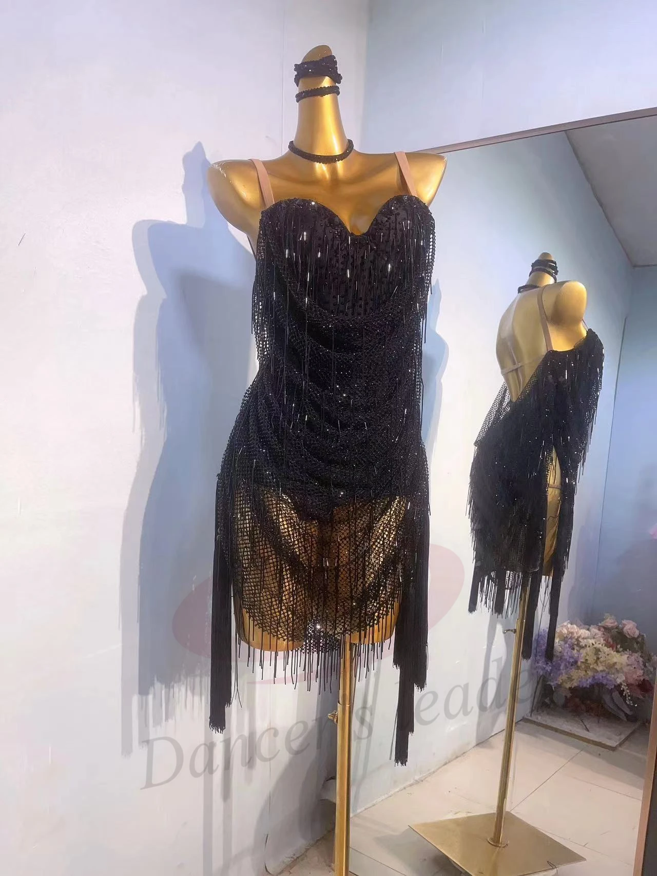 Женская Элитная черная сетчатая накидка с бриллиантами для латиноамериканских