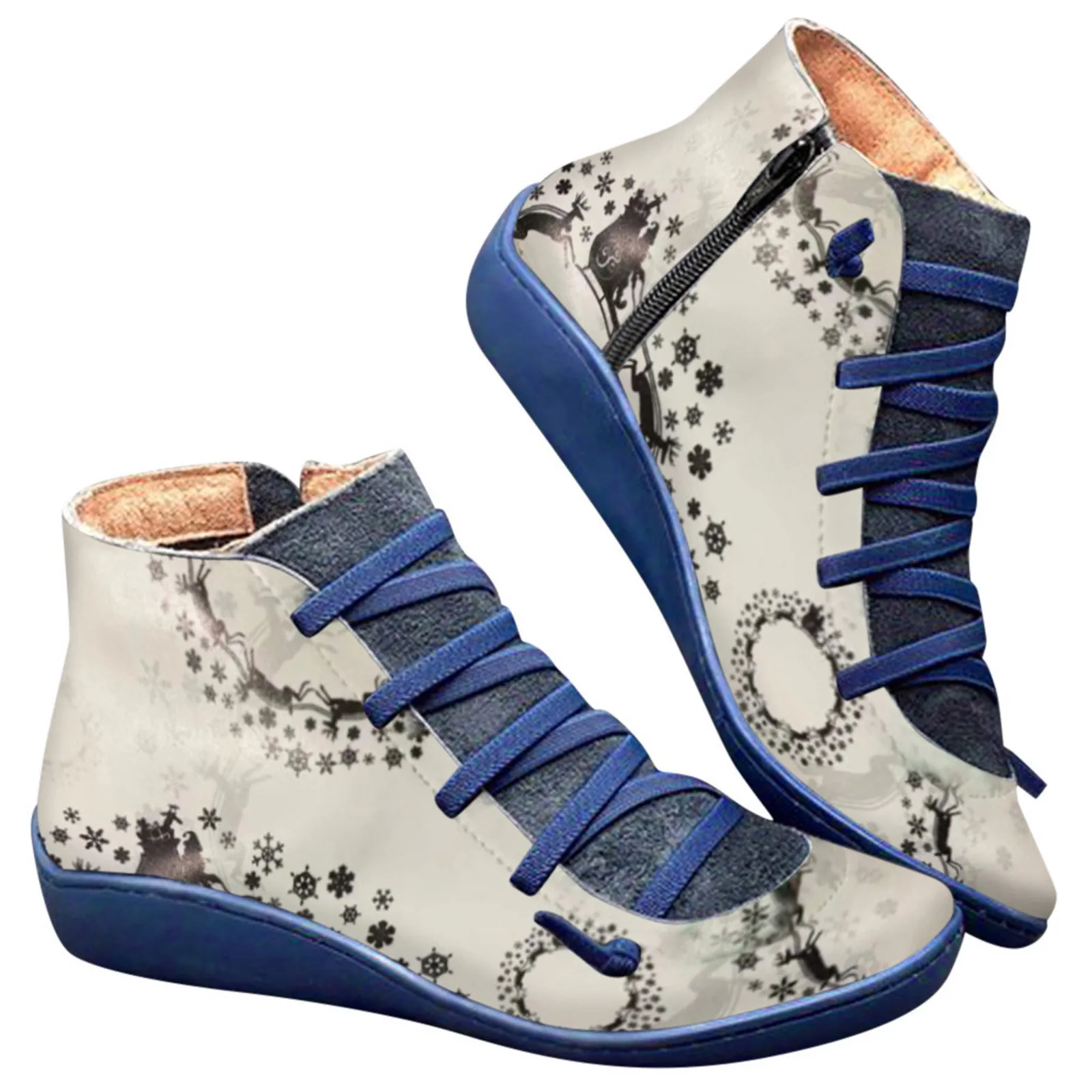 2022 New Women's Ankle Boots Casual Women's Winter Wedge Heel Flat Short Boots Warm Women's Shoes Christmas