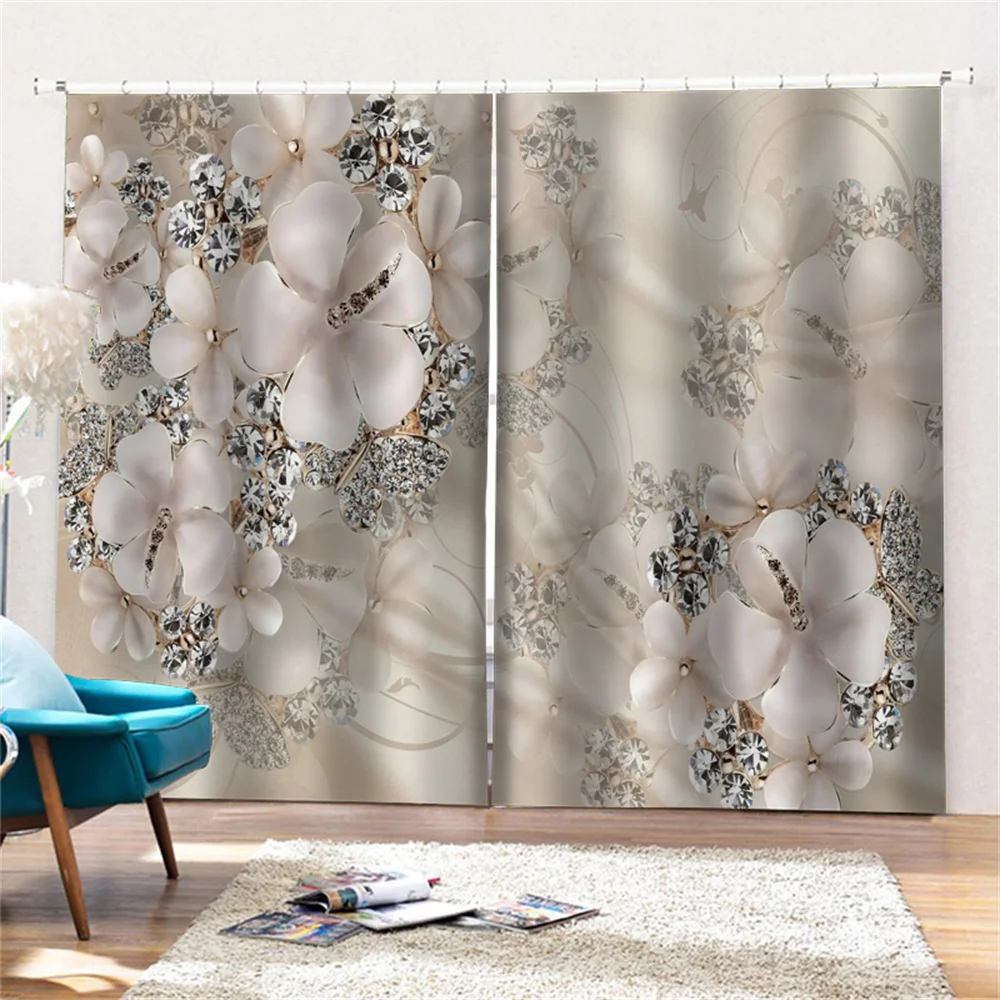 

2 Panels Large Flower Pattern Curtains Window Decoration Drapes Girl Shades Thickened for Bedroom Bathroom Dormitory Living Room