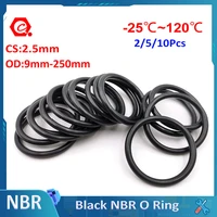 2 10pcs cs 2 5mm black nbr sealing o ring oil seal gasket nitrile butadiene rubber ring washer od 9mm 250mm