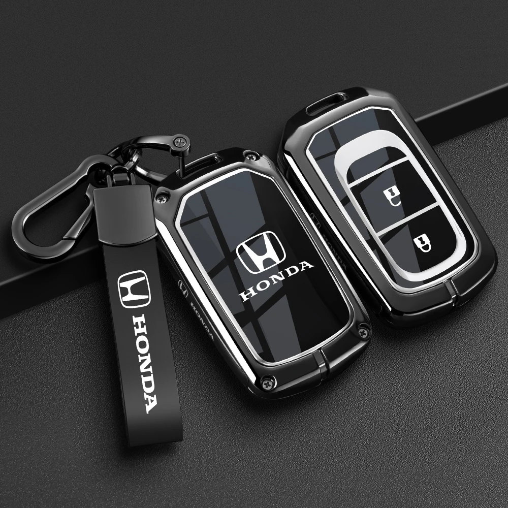 Фото Чехол-накладка из цинкового сплава и кожи для смарт-ключа автомобиля Honda Civic 11-го поколения, Accord, Vezel, Freed, Pilot, CRV 2021 №3