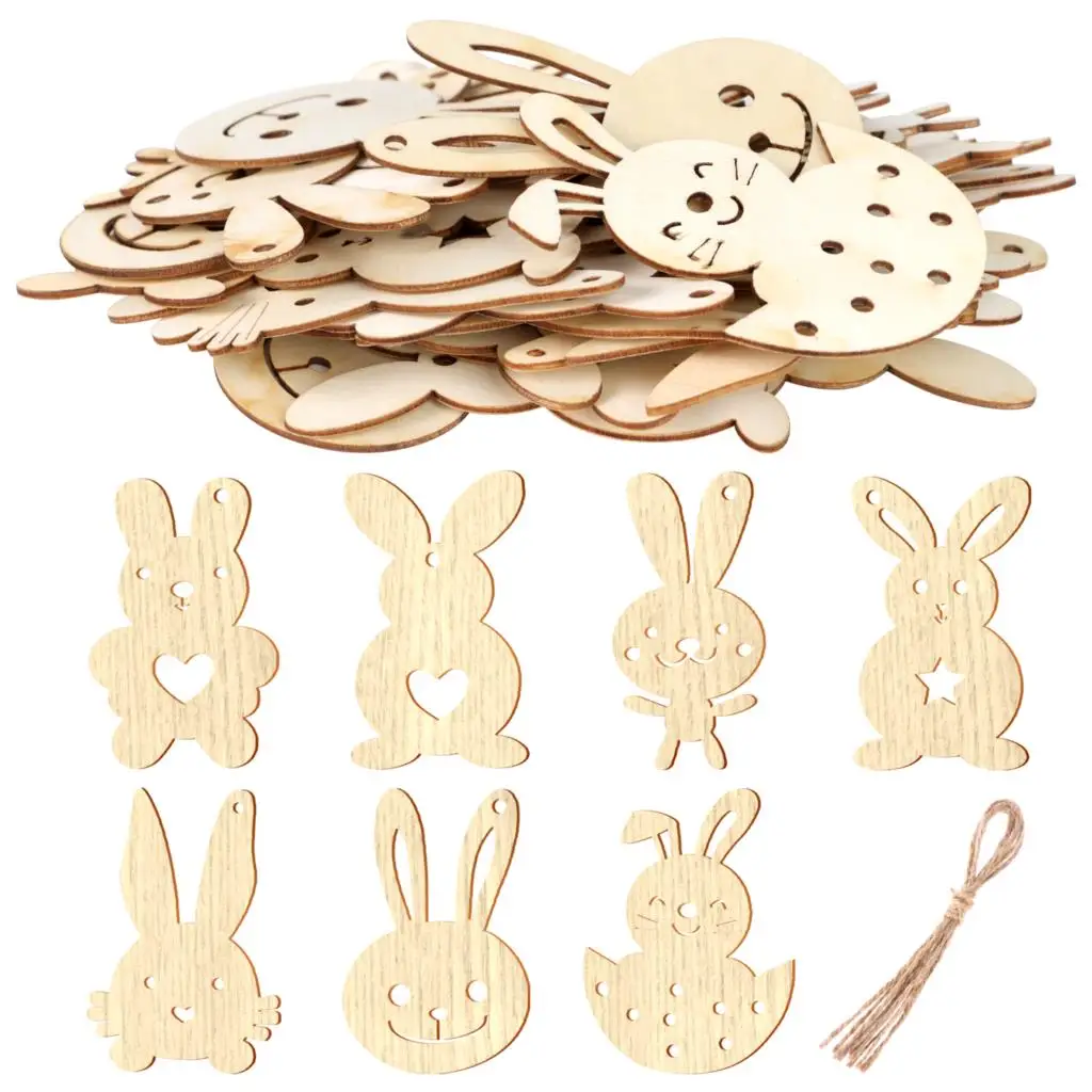 

Счастливая Пасха, Маленькая деревянная поделка, милый кролик, кролик, цветок, деревянные чипсы, Пасха, фестиваль вечерние НКА, ручная работа,...