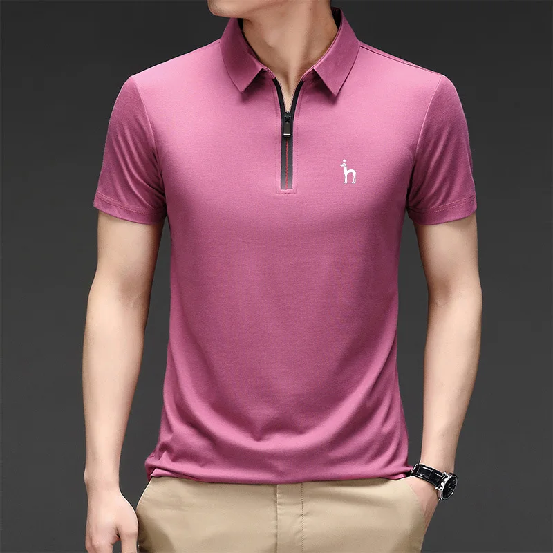Hazzys Summer Golf Short Sleeve Men T-shirt Men's Clothes Ice Silk Polo Shirt