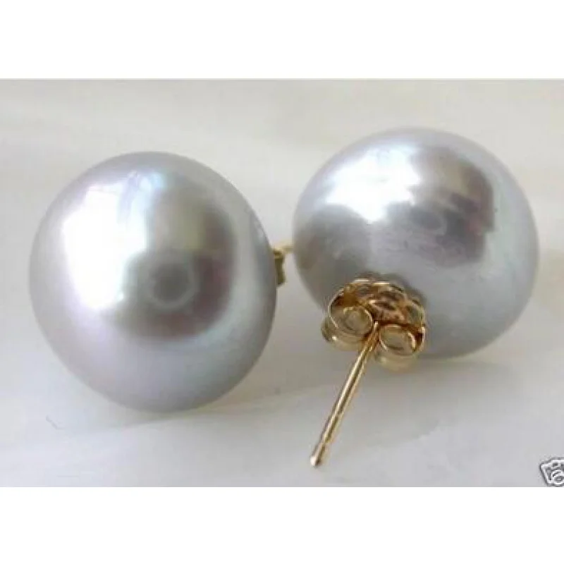 

>>>>noble jewelry AAA+++ 11-12mm GREY Freshwater Pearl Stud Earring