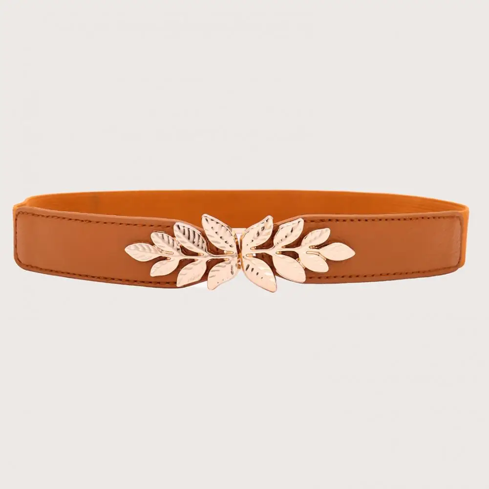 

Tight Waist Colorfast Elegant Leaf Decor Women Waist Belt for Daily Life