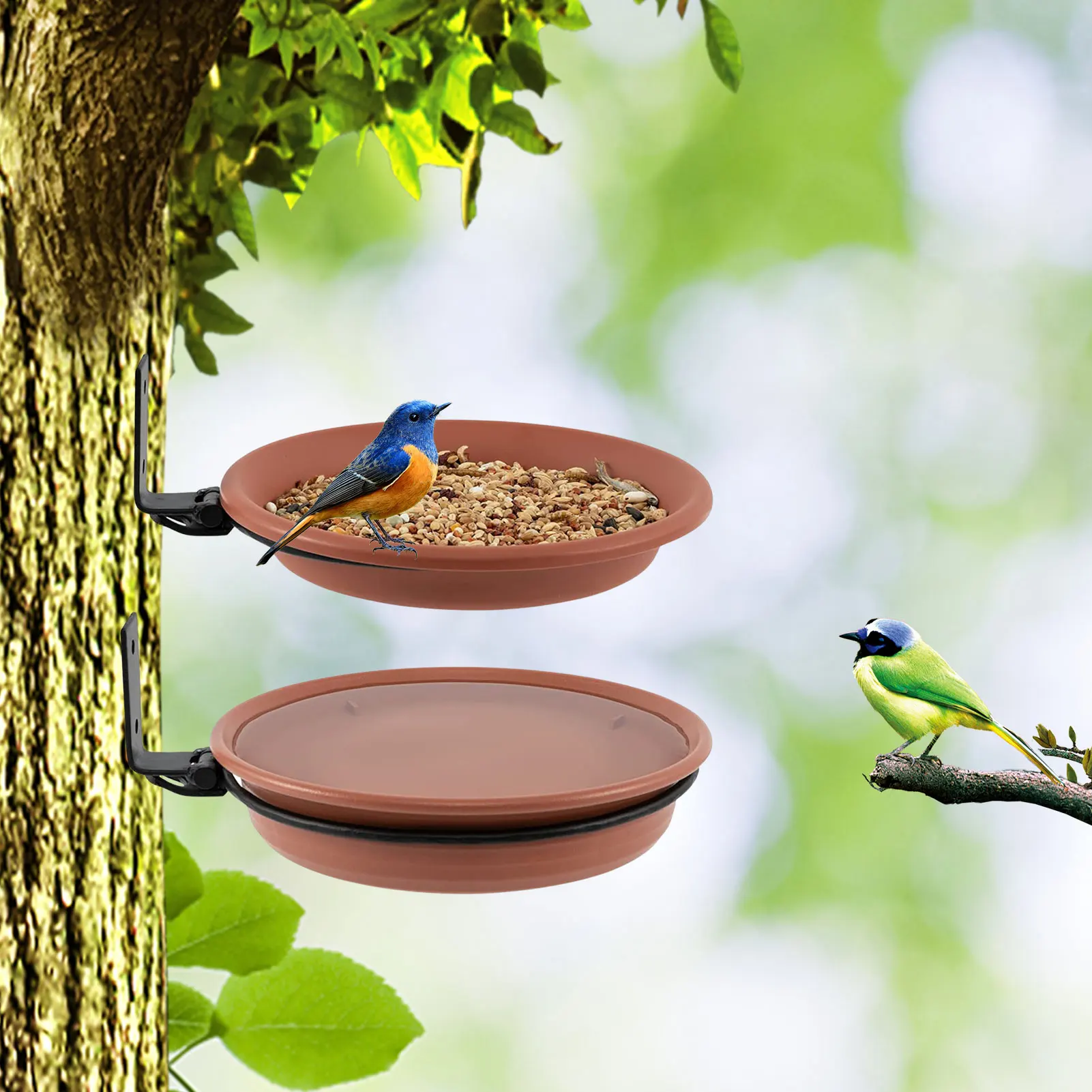 

Deck Bird Feeders Bath Tray Durable Deck Bird Feeders Tray For Birdbaths With Adjustable Brackets Detachable PP Seed Feeders