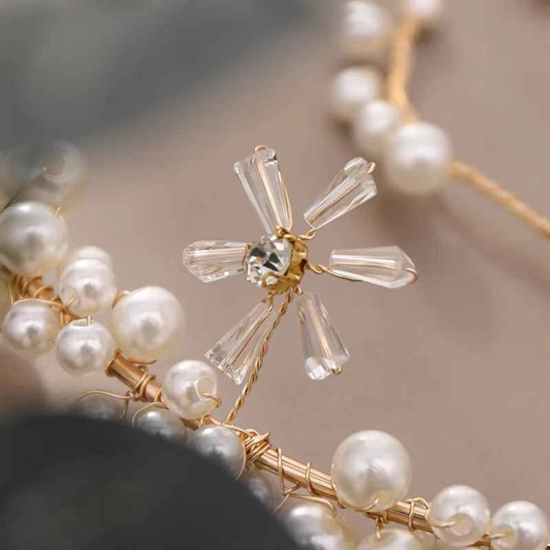 

Bridal headband handmade pearl crystal headband wedding accessories