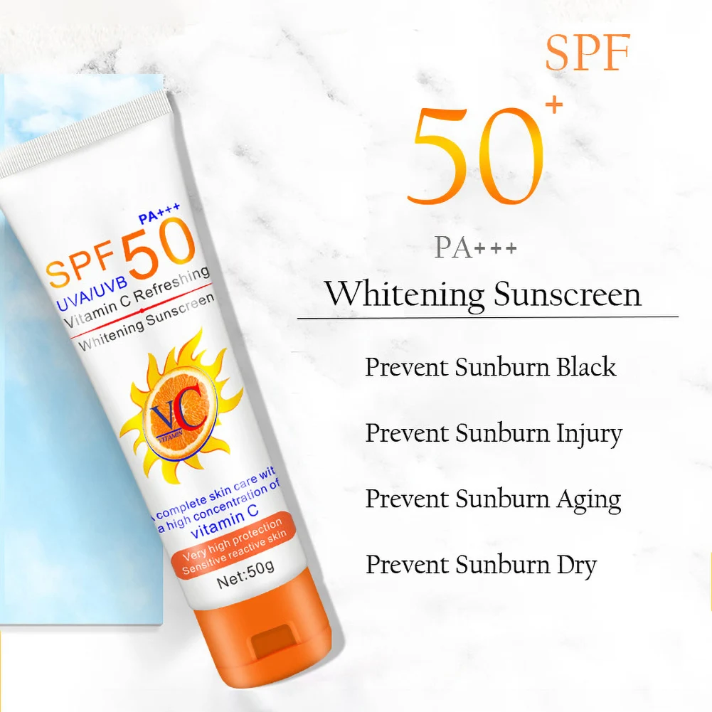 

Vitamin C SPF50+ Sunscreen Cream Sun Screen Body Cream Sweatproof Waterproof UV Oil-control Facial& Body Sunblock Sunscreen