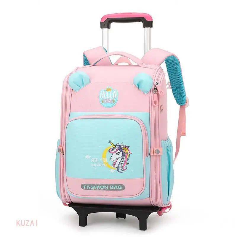 

Cartoon Printing School Bags For Girls Boys Rolling Backpack Schoolbags Trolley Bag Wheeled Backpacks Children Space Book bags