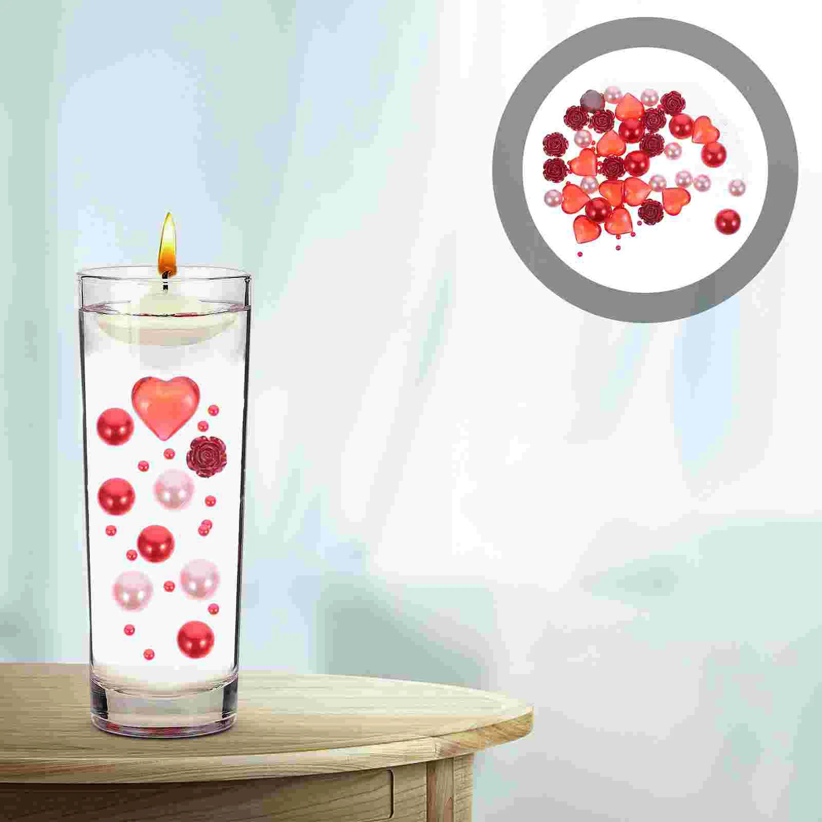 

Vase Beads Heart Filler Valentine Floating Acrylic Day Fillers S Bead Decorations Table Diamond Shape Makeup Faux Baubles