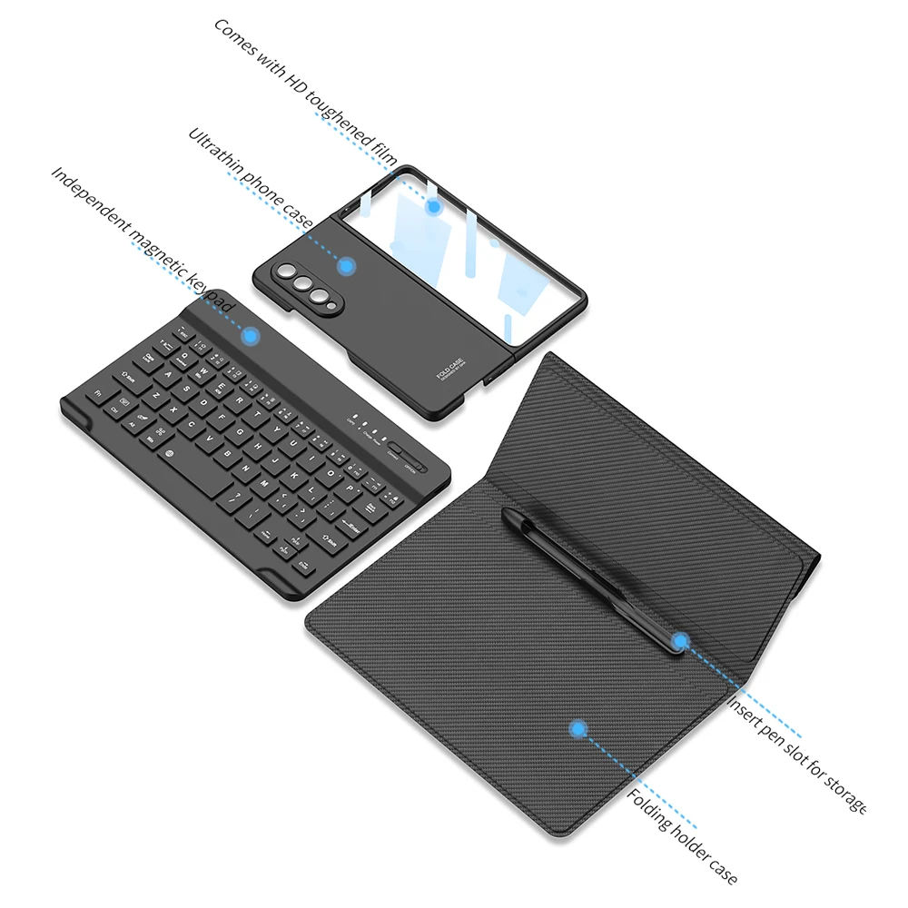 Складной кожаный чехол-кобура с подставкой и слотом для ручки клавиатуры Samsung Galaxy