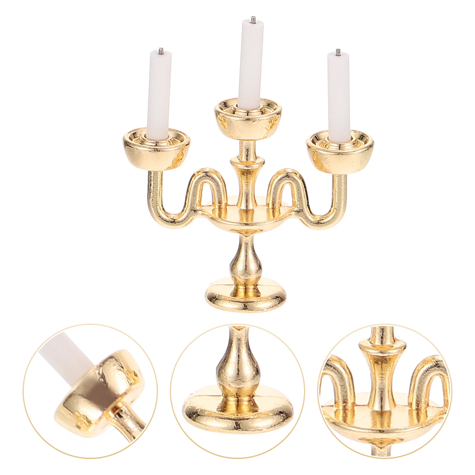 

Miniature Gold Candelabra Mini House Accessories Kids Mini Toys Miniature Dollhouse Items Mini Wall Lamp Home Accessories