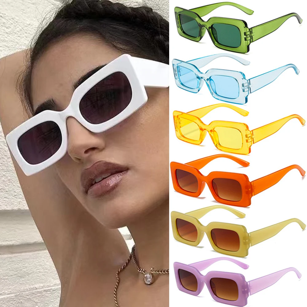 

Rectangle PC Frame Sunglasses Jelly Color UV400 Protection Sun Glasses Cycling Goggles Summer Beach Street Eyewear for Women Men