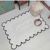 off white rug and carpet modern living area rug 100 jute handmade natural jute and fibres braided scalloped floor mat