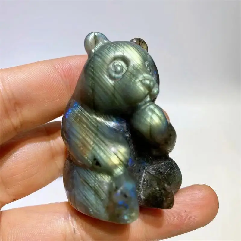 

5CM Natural Fluorite Cartoon Bear Crystal Healing Gemstone Birthday Present Home Feng Shui Christmas Decoration 1pcs