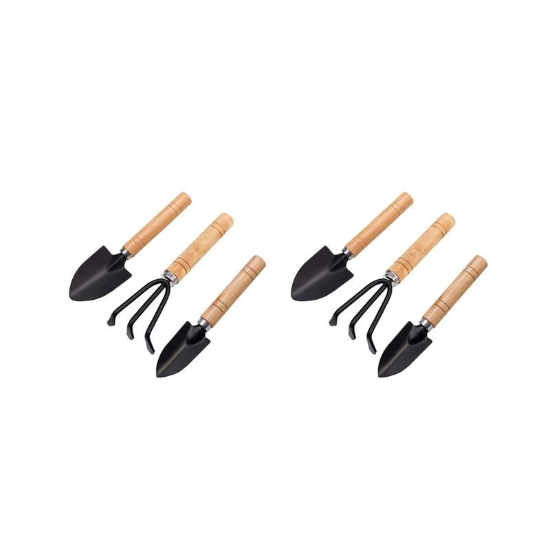 

Набор из 6 Мини садовых инструментов, ручные инструменты для посадки, лопатка, грабли, лопатка, деревянная ручка, инструменты для посадки