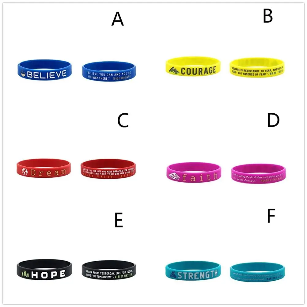 Bangle Gift Strength Courage Faith Inspirational Bracelet Motivational Silicone Wristbands Dream Rubber Wristbands images - 6