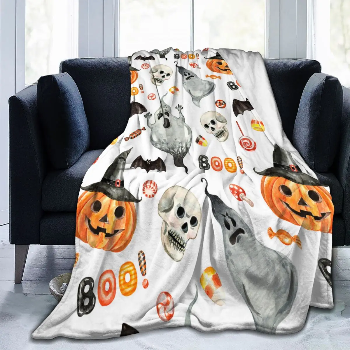 

Мягкое одеяло, акварельная шапка в виде тыквы, спутанный призрак, зимний диван, дизайнерское тонкое фланелевое одеяло с механической стиркой