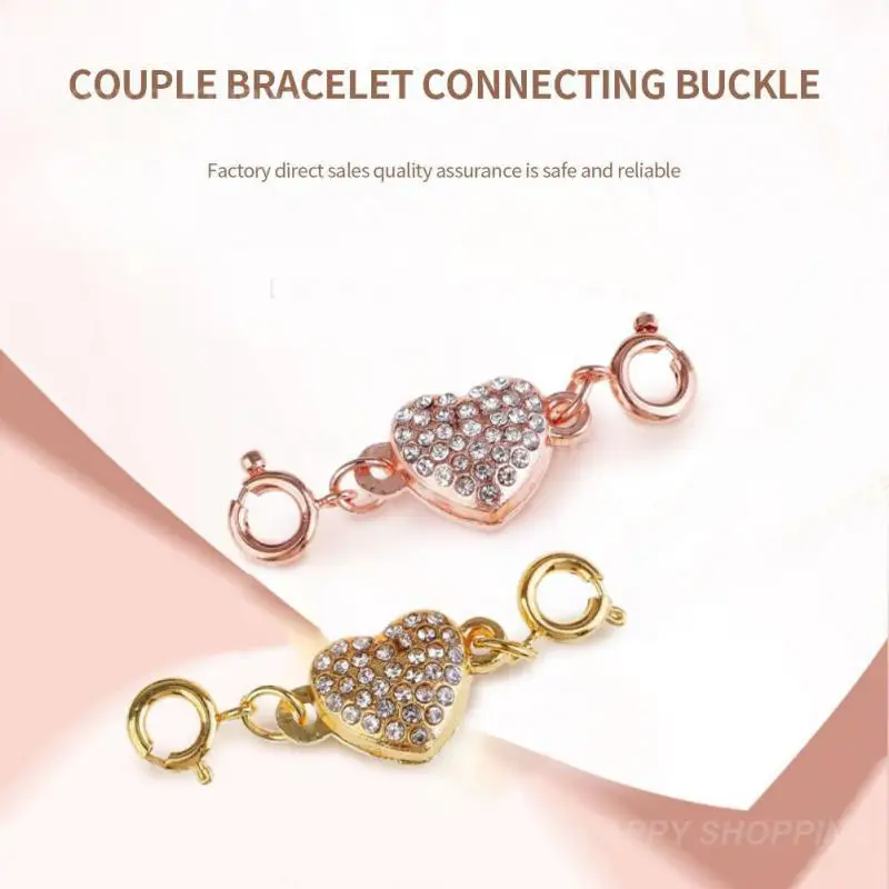 

1PC Alloy Rhinestone Magnetic Clasps Heart Crystal Clasps Extended Tail Chain For Jewelry Making DIY Necklace Bracelet Accessory