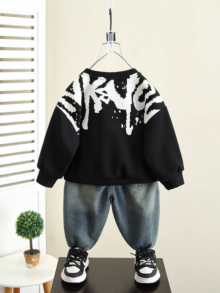 Весенне-осенняя модная одежда для мальчиков костюмы детский свитшот маленьких +