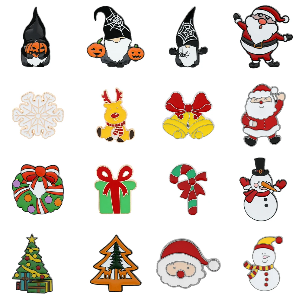 

Christmas Series Enamel Pins Santa Claus Snowman Christmas Tree Candy Cane Metal Brooch for Xmas Decoration Gifts Accessories