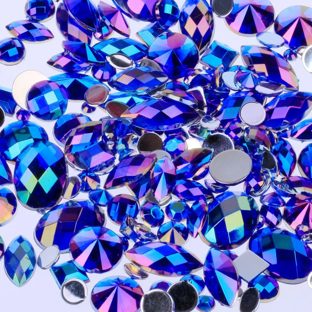 

9Colors Flat Back Acrylic Rhinestones Varities Shapes and Sizes For Face Decorations Gems About 300pcs