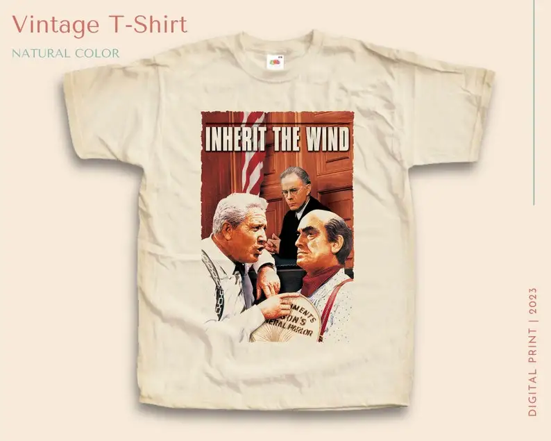 Винтажная футболка Inherit the Wind НАТУРАЛЬНЫЙ цвет Мужская женская унисекс с цифровым