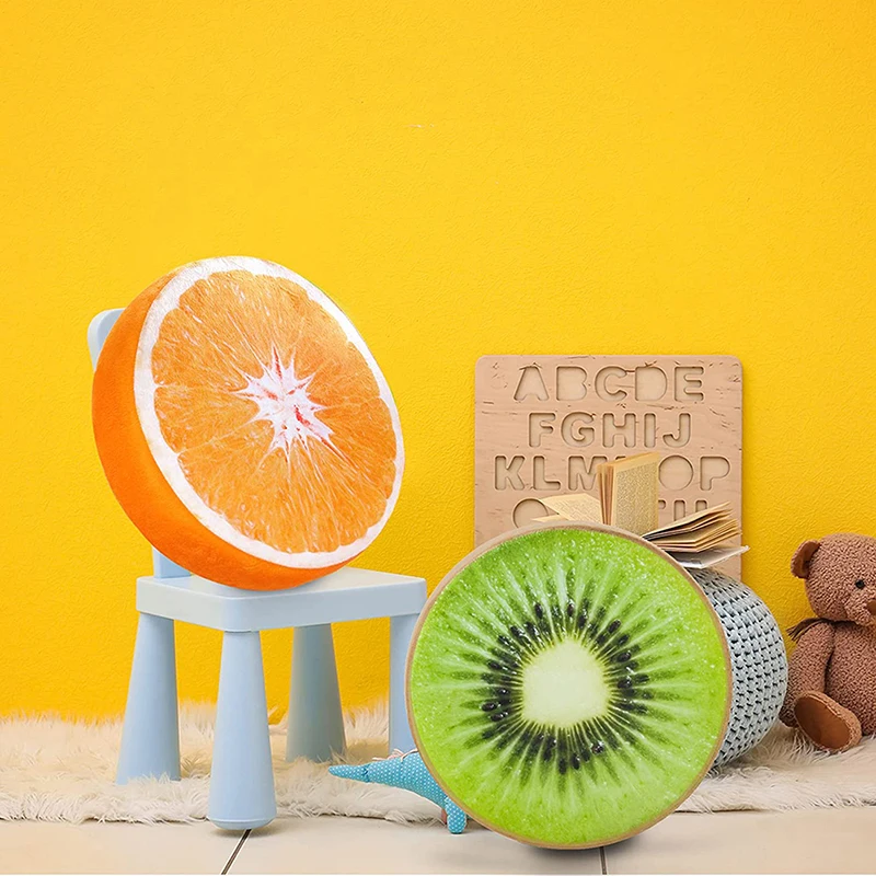 

Round Soft Plush Cushion Tatami Decorative Funny Fruit Stuffed Cushions Thicken Fruit Design Cute Seat Pad for Couch Chair Floor